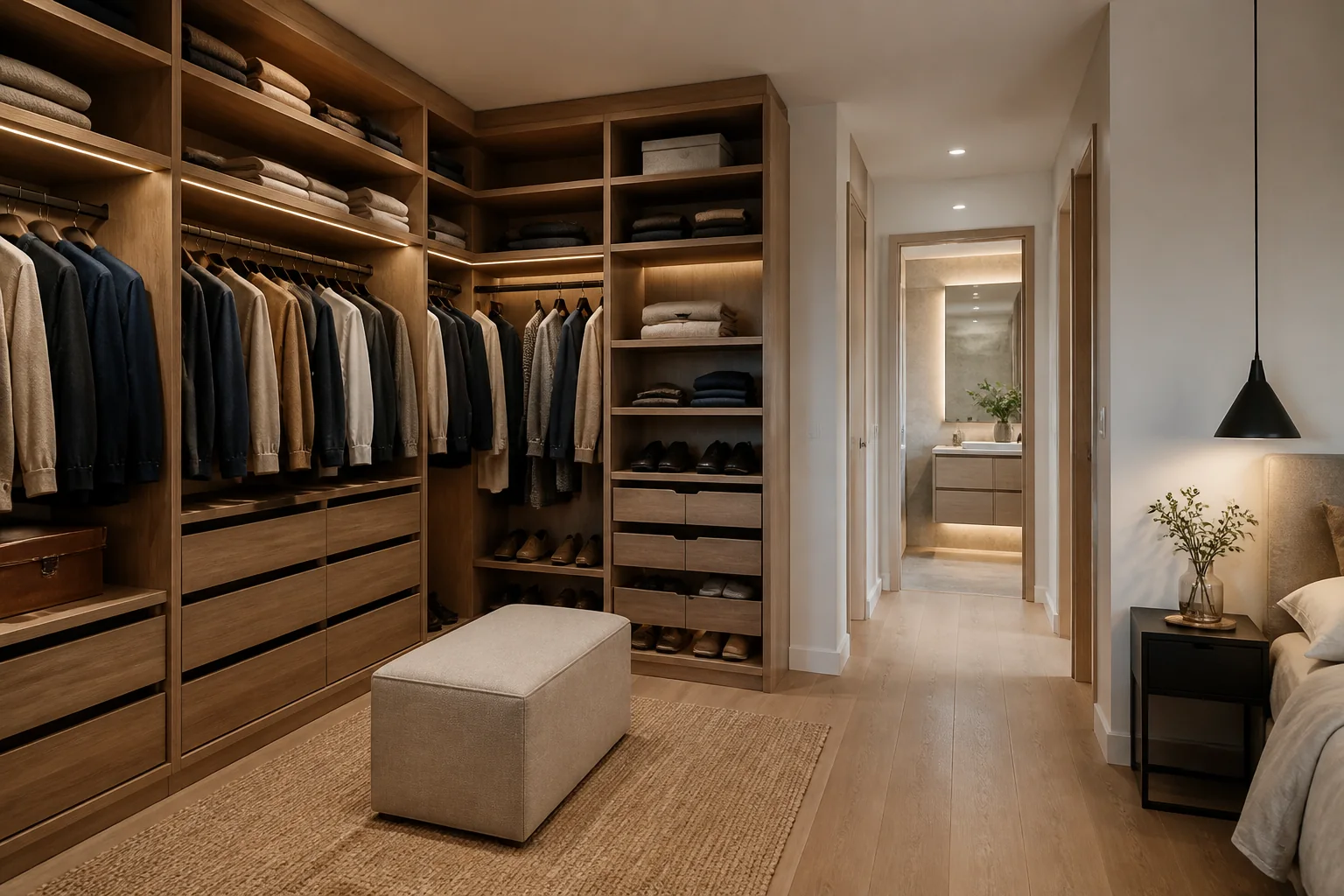 Vestidores a medida para anexo compacto al dormitorio en Mijas