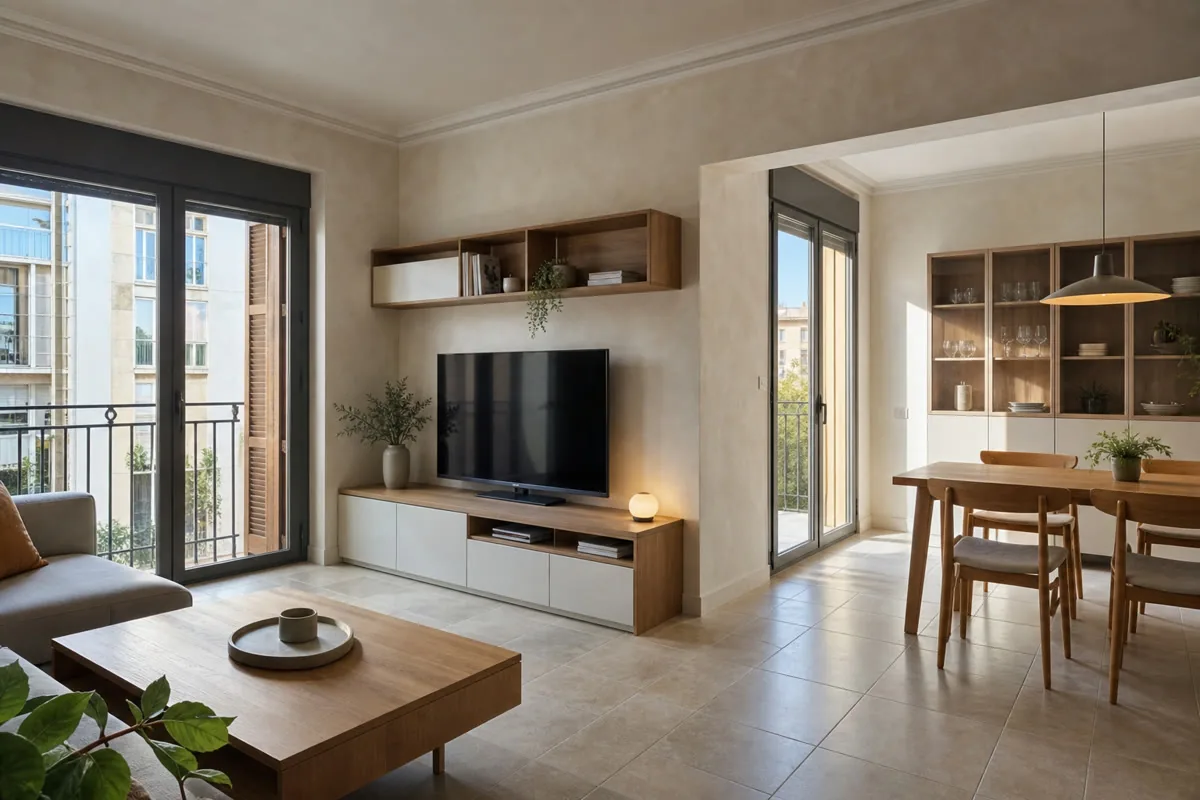 Visualización orientativa de muebles de salón a medida en Mijas